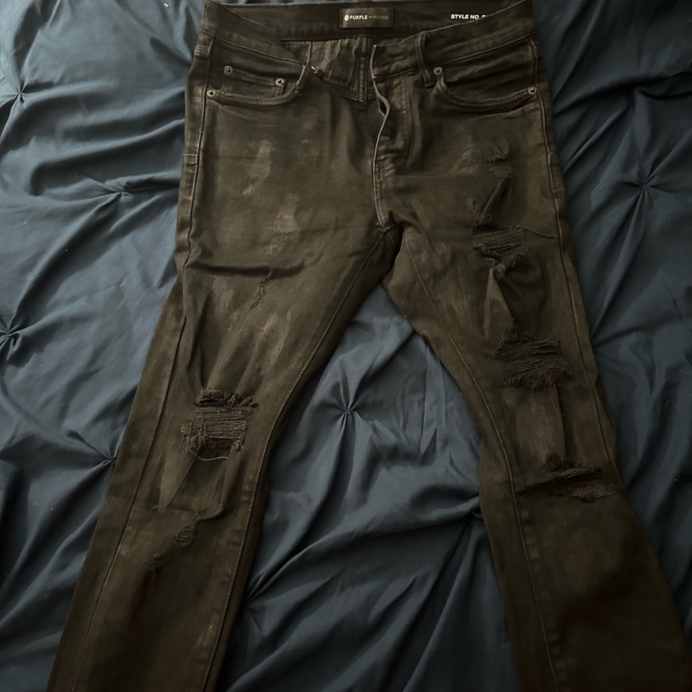 Distressed Black Denim Jeans